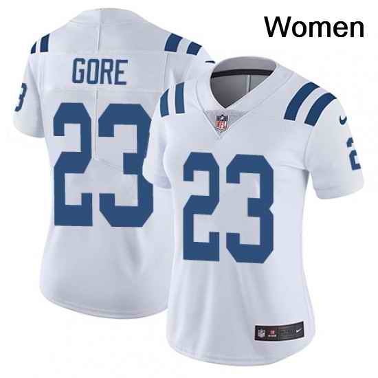 Womens Nike Indianapolis Colts 23 Frank Gore White Vapor Untouchable Limited Player NFL Jersey